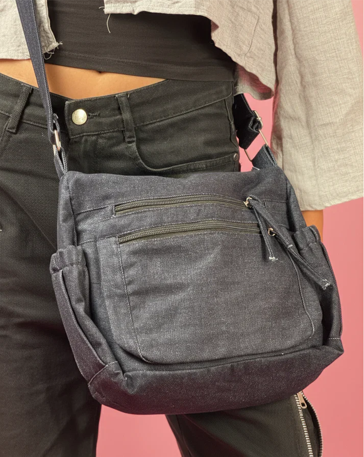 DARK BLUE DENIM CROSS BAG