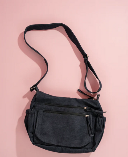 DARK BLUE DENIM CROSS BAG