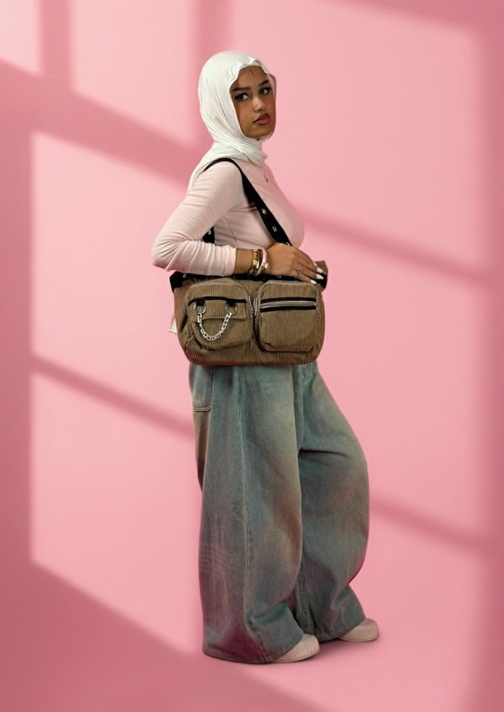 Y2K CORDUROY CROSS BAG