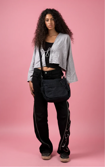 DARK BLUE DENIM CROSS BAG