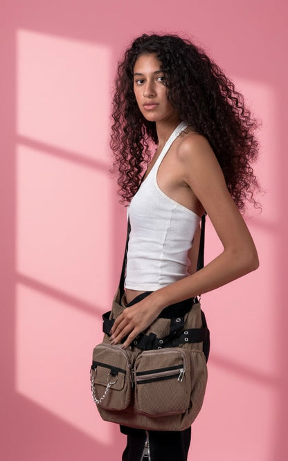 Y2K CORDUROY CROSS BAG