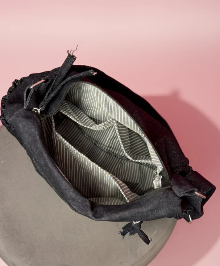 DARK BLUE DENIM CROSS BAG